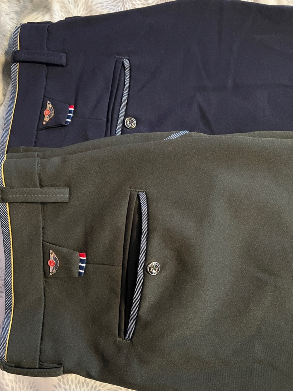 Men's Dress Pants in Olive Green and Navy - Classic Tailored Fit